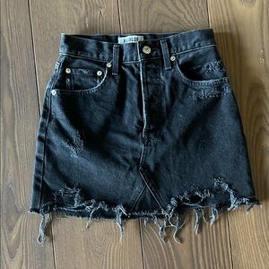 Agolde Jeans distressed black mini skirt
